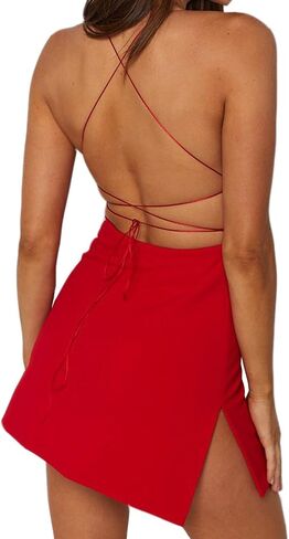 Women Sexy Dresses Backless Bodycon Party Mini Dress in Saudi Arabia