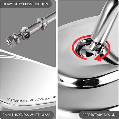 DNA MOTORING Pair of Motorcycle Side View Mirror, Chrome, Universal 5/16-10 (8MM) Bolt, Compatible with BMW Honda Suzuki Yamaha Kawasaki Most Motorcycle Cruiser Scooter, Oval Style, MP-MR-M002-CH in Saudi Arabia