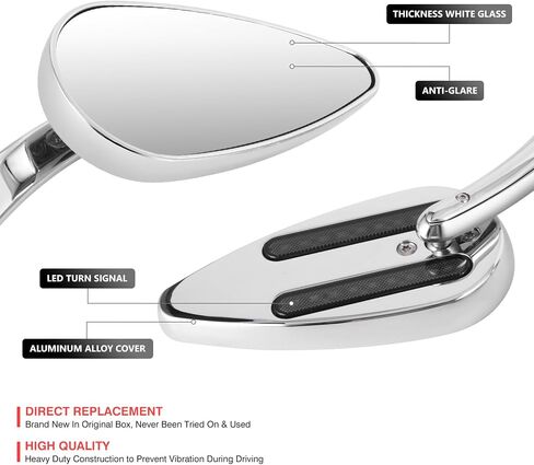 DNA MOTORING Pair of Motorcycle Side View Mirror, Chrome, Universal 5/16-10 (8MM) Bolt, Compatible with BMW Honda Suzuki Yamaha Kawasaki Most Motorcycle Cruiser Scooter, Oval Style, MP-MR-M002-CH in Saudi Arabia