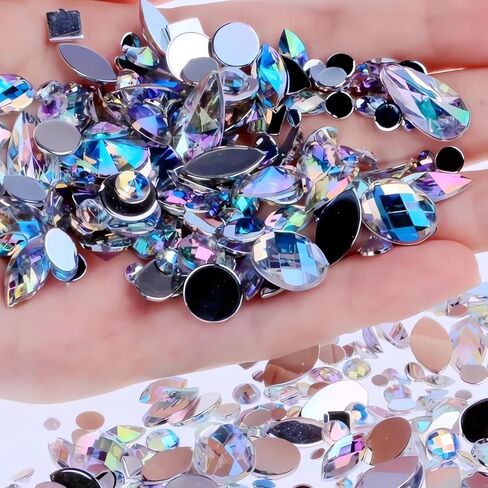 1000pcs AB Art Rhinestones for Crafts, Face Gems Jewels for DIY Costume Making Cosplay Clothes Nail Crafting Embellishments Gems Decorations (01 Crystal AB) in Kuwait