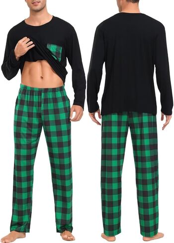 LecGee Matching Family Pajama Set Christmas Couple Plaid Sleepwear Xmas Long Sleeve Lounge Set Men&Women Button Down Pjs Set in Kuwait