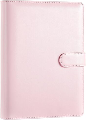 A5 Kpop Photocard Binder, PU Leather refillable Pages, 6 Ring Organizer Binder Cover with 10 Pocket Pages and 1 Set of backboards, Personal Planner with Magnetic Buckle (Pink) in Kuwait