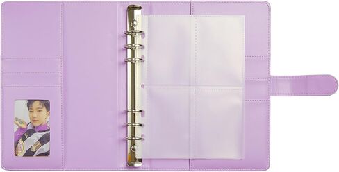 A5 Kpop Photocard Binder, PU Leather refillable Pages, 6 Ring Organizer Binder Cover with 10 Pocket Pages and 1 Set of backboards, Personal Planner with Magnetic Buckle (Pink) in Kuwait
