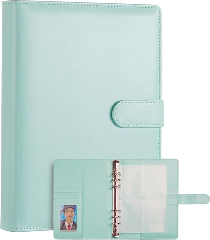 A5 Kpop Photocard Binder, PU Leather refillable Pages, 6 Ring Organizer Binder Cover with 10 Pocket Pages and 1 Set of backboards, Personal Planner with Magnetic Buckle (Pink) in Kuwait
