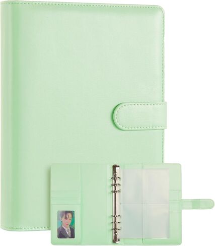 A5 Kpop Photocard Binder, PU Leather refillable Pages, 6 Ring Organizer Binder Cover with 10 Pocket Pages and 1 Set of backboards, Personal Planner with Magnetic Buckle (Pink) in Kuwait