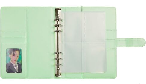 A5 Kpop Photocard Binder, PU Leather refillable Pages, 6 Ring Organizer Binder Cover with 10 Pocket Pages and 1 Set of backboards, Personal Planner with Magnetic Buckle (Pink) in Kuwait