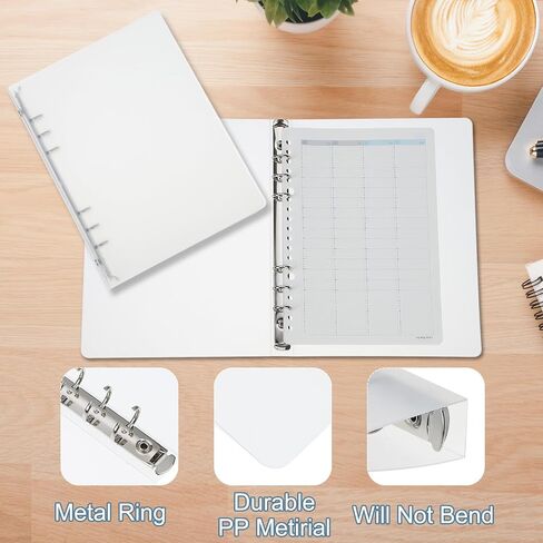 PATIKIL A6 Binder Cover, 3 Pcs PP 6 Ring Loose Leaf Binder Protector Round Ring Binder Cover Refillable Notebook Thickened Frosted Binder for Meeting Notebook Folder, Transparent in Saudi Arabia