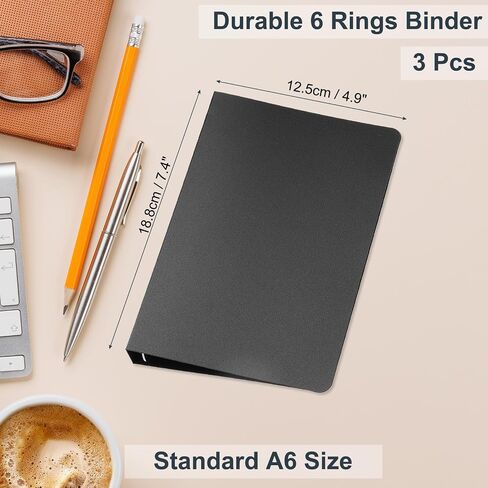 PATIKIL A6 Binder Cover, 3 Pcs PP 6 Ring Loose Leaf Binder Protector Round Ring Binder Cover Refillable Notebook Thickened Frosted Binder for Meeting Notebook Folder, Transparent in Saudi Arabia
