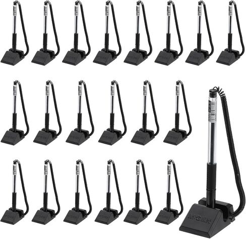 M&G Secure Counter Pens with Chain 0.5mm, 12pcs Adhesive Pen Holder Reception Desk Stand Type Spring Joint Pen for Bank Office Workplace, Black 15.5cm in Saudi Arabia