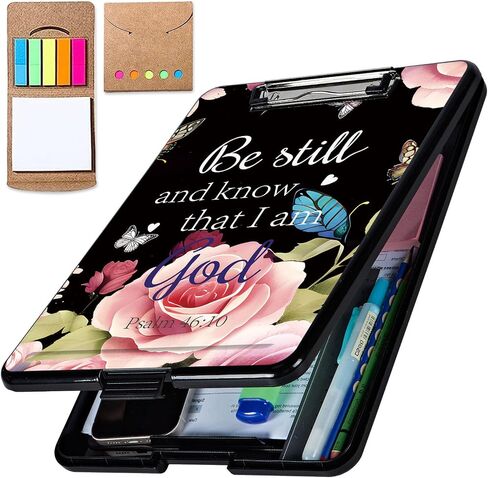 Clipboard with Storage Featuring Christian Flowers Top-Bottom Flip Open Design Comprehensive Storage Solution for Office Essentials – Ideal for Nursing and Professional Use, 9.5x14.2 in in Saudi Arabia