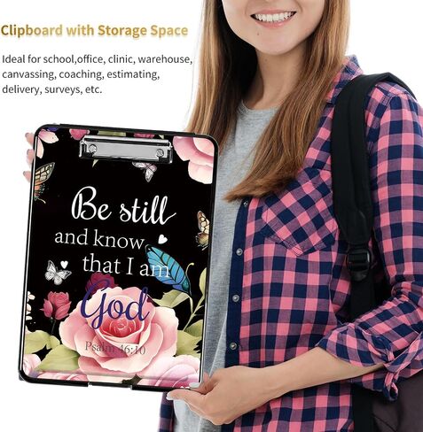 Clipboard with Storage Featuring Christian Flowers Top-Bottom Flip Open Design Comprehensive Storage Solution for Office Essentials – Ideal for Nursing and Professional Use, 9.5x14.2 in in Saudi Arabia