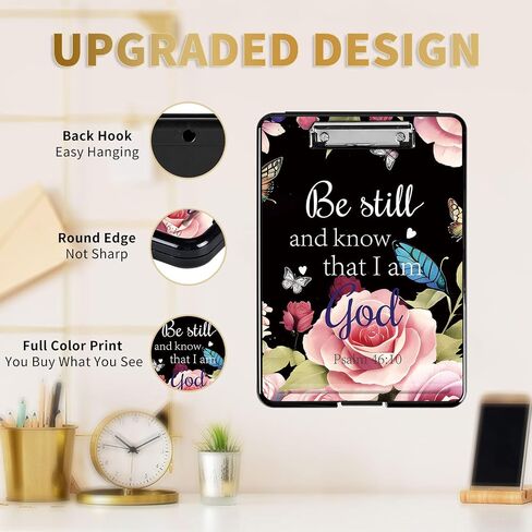 Clipboard with Storage Featuring Christian Flowers Top-Bottom Flip Open Design Comprehensive Storage Solution for Office Essentials – Ideal for Nursing and Professional Use, 9.5x14.2 in in Saudi Arabia