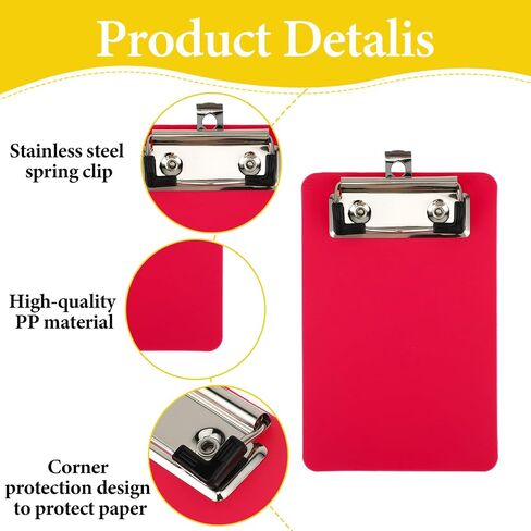 4 Pack Plastic Mini Clipboards, 4x6 Inch Small Clipboards Colorful Clipboard Notepads Clipboard with Low Profile Clip Letter Size Pocket Clipboard for Classrooms Offices Restaurants Translucent Colors in Saudi Arabia