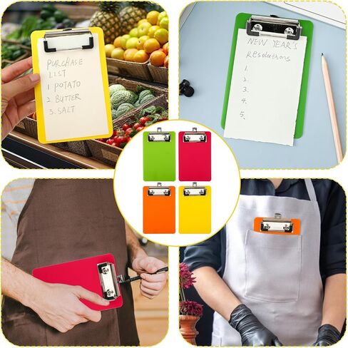 4 Pack Plastic Mini Clipboards, 4x6 Inch Small Clipboards Colorful Clipboard Notepads Clipboard with Low Profile Clip Letter Size Pocket Clipboard for Classrooms Offices Restaurants Translucent Colors in Saudi Arabia