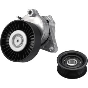 X AUTOHAUX Serpentine Drive Belt Tensioner Pulley and Idler Pulley Assembly for Mercedes-Benz C240 C320 CL500 CLK320 E320 E500 ML500 S350 SL55 AMG AC Belt Tension Idler Pulley Silver Tone