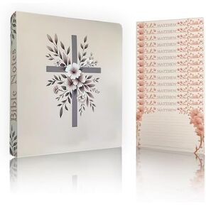 Bible-Inspired 3-Ring Binder with Note Cards - Floral Cross Design, 3-Inch Rings, Durable and Portable Organizer for Bible Study, Journaling, and Prayer Notes