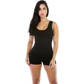 Boolavard Short Romper Jumpsuit Leotard Sleeveless Top Women Stretch BlouseLady Bodysuit
