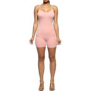 Sleeveless Bodycon Romper 5" Skinny Fit Lightweight Adjustable Strap Stretchy Workout Gym SJ2137