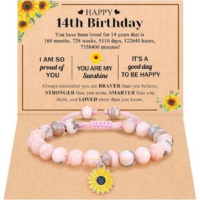 Happy 10th/11th/12th/13th/14th Birthday Gifts for Girls, Sunflower Bracelet for Girls