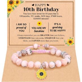 Happy 10th/11th/12th/13th/14th Birthday Gifts for Girls, Sunflower Bracelet for Girls in Kuwait