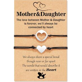 Tarsus 2/3/4 Pcs Mother Daughter Bracelets, Matching Heart Mothers Day Jewelry Gifts for Mom Daughter Women Girls