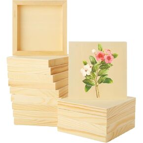 24 Pack Wood Panels 6x6 Wood Panel Boards Unfinished Wood Canvas Boards for Painting, Square Wooden Panels for Painting Crafts, Pouring, Arts Use with Oils, Acrylics