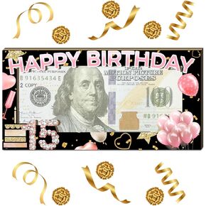 15th Birthday Gifts for Girls, Wooden Birthday Card Box Cash, Birthday Money Cash Gifts, 15 Years Old Birthday Money Holder Envelope, Funny Birthday Gifts for Friends, Pink
