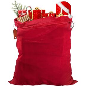 HRX Package Big Velvet Santa Bag, 31x28 Inch Super Soft Drawstring Christmas Gift Bag, Large Christmas Bags Cloth Sack for Presents