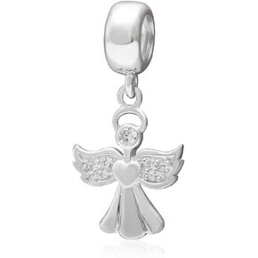 Angel Dangle Charm 925 Sterling Silver Girl Beads fit for DIY Charms Bracelets