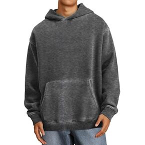 Mens Hoodies Pullover Oversized Hoodie Plush Cotton Hooded Couples Vintage Trendy Washed Streetwear Sweatshirt