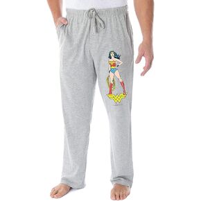 DC Comics Adult Vintage Wonder Woman Pajama Pants Character and WW Logo Loungewear Sleep Pants