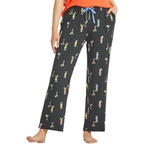 Life is Good. Women's Martini and Cocktail Pattern Lightweight Sleep Pant, Jet Black
