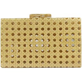 Women Acrylic Bag Rattan Clutch Purse Woven Bag Square Box Crossbody Handbag Shoulder Bag Summer Beach Purse