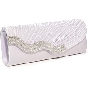 Kseymeir Evening Clutch Purses for Women Evening Bag Pleated Satin Handbags Chain Bag