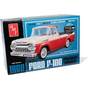 AMT Skill 2 Model Kit 1960 Ford F-100 Pickup Truck with Trailer 3-in-1 Kit 1/25 Scale Model