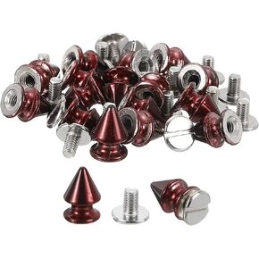 uxcell 50Sets Cone Spike Stud Rivet, 8x12mm Screw Back Tree Studs and Spikes for Leather Craft, Clothing, Shoes, Belts, Bags (Bright Purple)