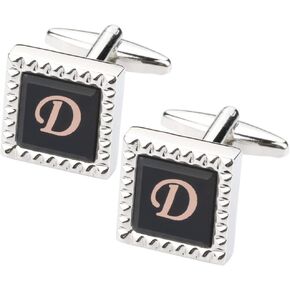 Mens Cufflinks Classic Shirt Business Wedding Initials Alphabet with Gift Box A-Z