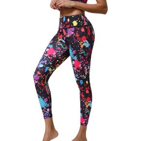 Hupplle 80s Leggings for Women 90s Neon Pants for Party High Waisted Buttery Soft Stretchy Yoga Workout Dance Tights