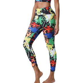 Hupplle 80s Leggings for Women 90s Neon Pants for Party High Waisted Buttery Soft Stretchy Yoga Workout Dance Tights