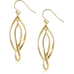 ALEXCRAFT Sterling Silver Dangle Drop Earrings for Women Hypoallergenic 14K Gold Double Linear Elongated Teardrop Dangle Earrings Ladies Trendy Statement Jewelry
