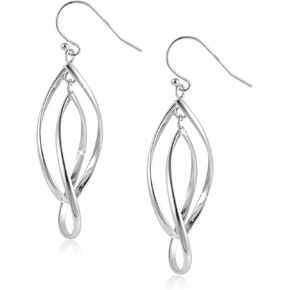 ALEXCRAFT Sterling Silver Dangle Drop Earrings for Women Hypoallergenic 14K Gold Double Linear Elongated Teardrop Dangle Earrings Ladies Trendy Statement Jewelry