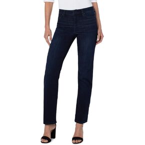Liverpool Women's Petite Kennedy Straight Mid-Rise Silky Soft Dual Fx Denim