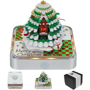 3D Art Calendar Memo Pad 2025, Time Piece Calendar Romantic Carousel with Lights Creative Tear Away Paper Carving 3D Art Calendar DIY Note Desktop Decoration Gifts