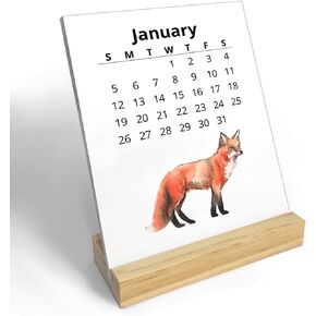 2025 Desk Calendar Animal Calendar with Wood Stand Monthly Animal Art Gift for Coworkers Graduation Housewarming New Home Mini Gifts for Women Office Desk Decor