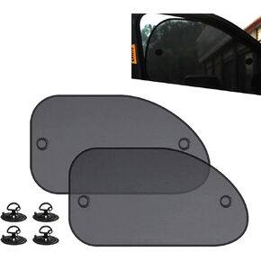 2 PCS Car Front Side Window Glass Sunshade Mesh, 3D Photocatalyst Fine Mesh Breathable Sunshade Non-Destructive Suction Cup Mounting Accessories, Suitable for Cars, Trucks and SUVs (Black)