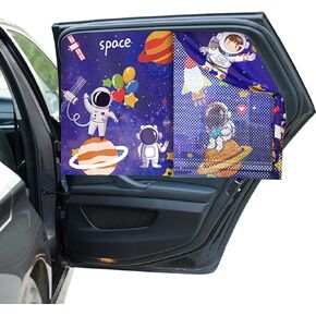 Magnetic Car Window Shades for Side Window, Cartoon Double-Deck Car Window Shade for Baby SUV, Heat and UV Rays Protection Car Window Curtain Car Sun Shade for Window Baby - Dinosaurs