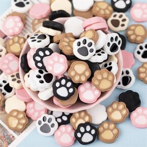 100pcs Slime Charms Resin Cat Paws Charms Kawaii Cute Set Mixed Assorted Sweets Flatback Slime Beads Making Supplies for DIY Craft Making and Ornament Scrapbooking (100pcs)