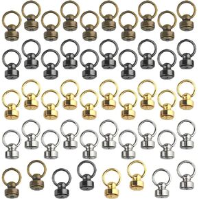 WMYCONGCONG 48 PCS Screwback Round Head Rivet with Pull Ring 4 Colors DIY Leather Craft Rivets Metal Rivet Studs for Purse Wallet Phone Case Handbag