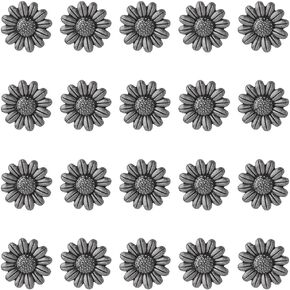 SUPERFINDINGS 30 Sets Sunflower Rivets Leather Antique Silver Rivet Studs Metal Rivets Studs Flower Decorative Rivets for Crafting Leather Decorating Clothes Hats Jackets Belts Bags