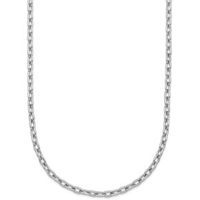 Diamond2Deal Platinum Polished Solid Cable Chain Necklace 18" to 30" (Width - 3mm to 3.3mm)